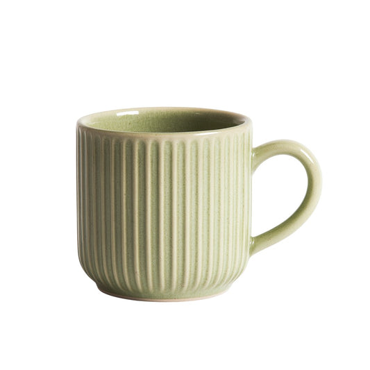 Cylvara Ribbed Texture Ceramic Mug - Sage Green